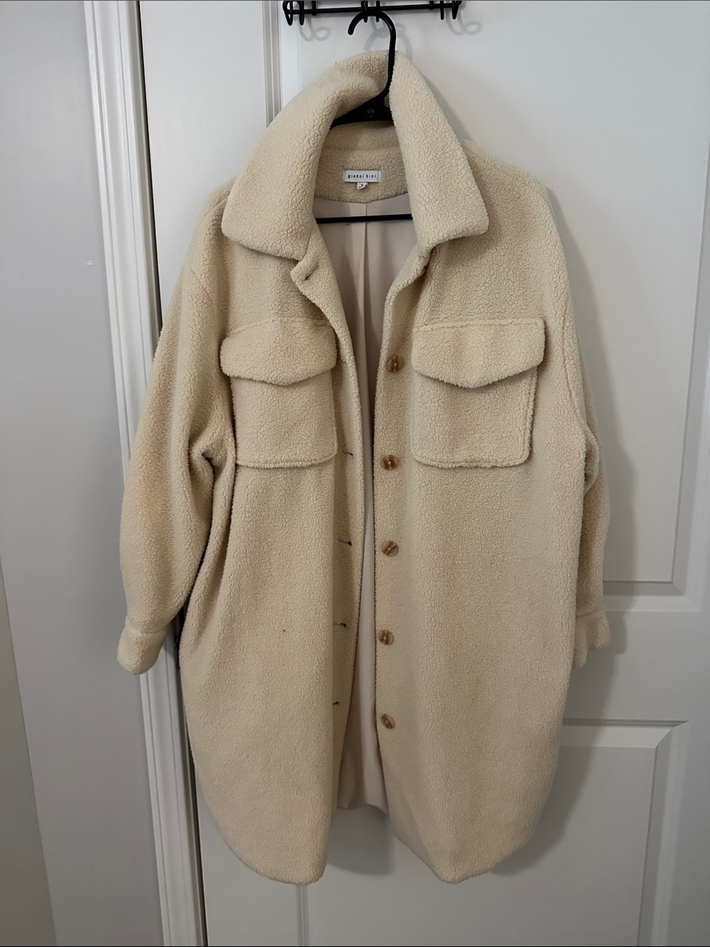 Gianni Bini Cream Teddy Jacket with Flap Pockets